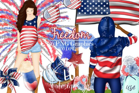 Download 4th of July Clipart, USA Fashion Girl - 4th of july Collection