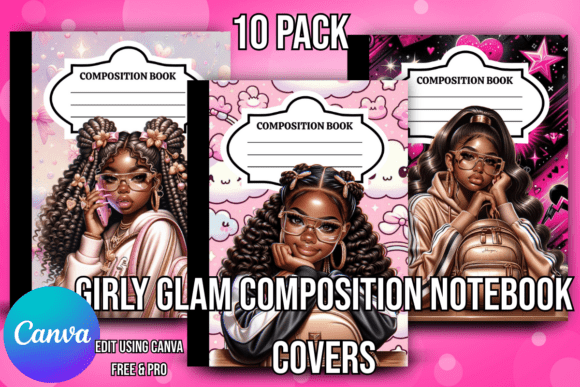 Download Girly Glam Composition Notebook Covers - Book cover Collection