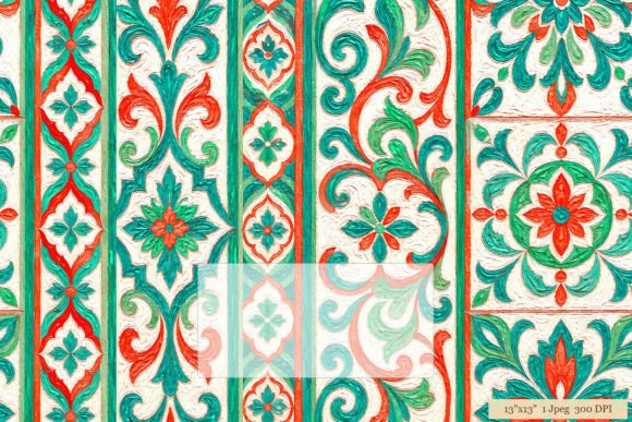 Download Ornate Tile Damask Teal Red Pattern Art - Red pattern Collection