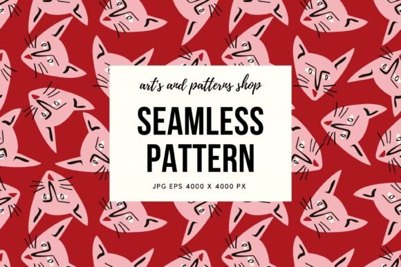 Download Red Pattern with Pink Cats - Red pattern Collection