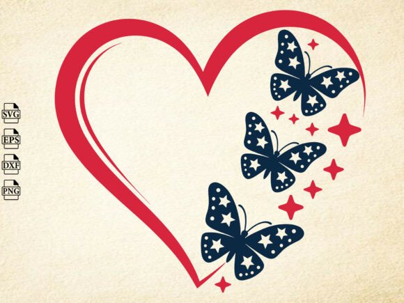 Download USA Butterfly Heart SVG, 4th of July Svg - 4th of july Collection